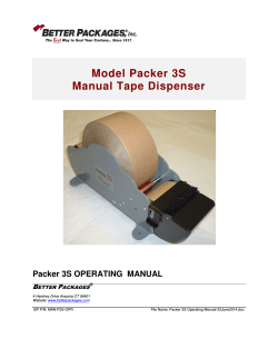 Model Packer 3S Manual Tape Dispenser Packer 3S OPERATING  MANUAL