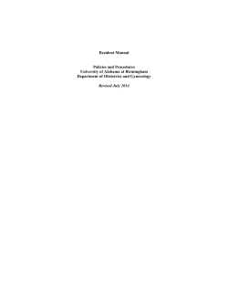 Resident Manual Policies and Procedures University of Alabama at Birmingham