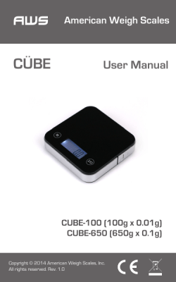 CÜBE User Manual American Weigh Scales CUBE-100 (100g x 0.01g)