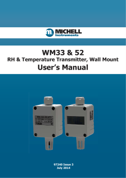 WM33 &amp; 52 User’s Manual RH &amp; Temperature Transmitter, Wall Mount