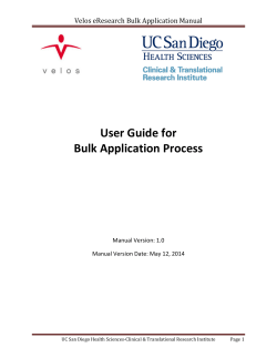 User Guide for Bulk Application Process  Velos eResearch Bulk Application Manual