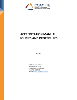 ACCREDITATION MANUAL: POLICIES AND PROCEDURES 112 South Alfred Street