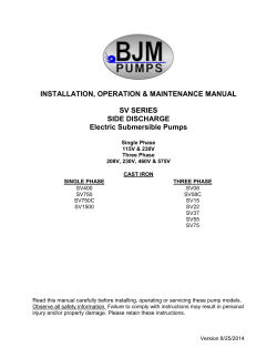 INSTALLATION, OPERATION &amp; MAINTENANCE MANUAL SV SERIES SIDE DISCHARGE