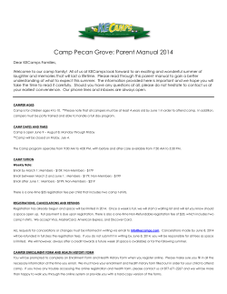 Camp Pecan Grove: Parent Manual 2014