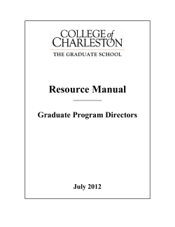 Resource Manual  Graduate Program Directors July 2012