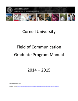 Cornell University  Field of Communication Graduate Program Manual