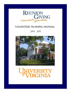 Volunteer Training Manual 2014 - 2015