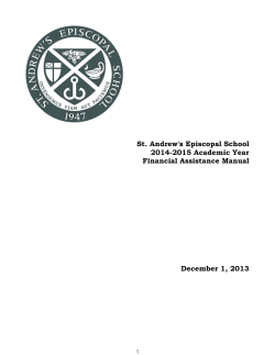 St. Andrew's Episcopal School 2014-2015 Academic Year Financial Assistance Manual