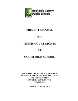 PROJECT MANUAL FOR TENNIS COURT LIGHTS