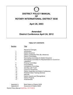 DISTRICT POLICY MANUAL OF ROTARY INTERNATIONAL DISTRICT 5030