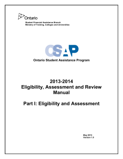 2013-2014 Eligibility, Assessment and Review Manual
