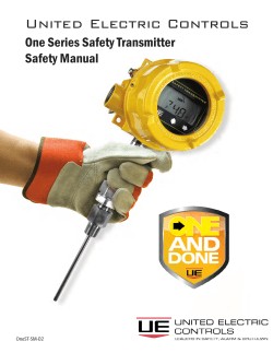 United Electric Controls One Series Safety Transmitter Safety Manual OneST-SM-02