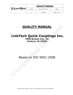 LinkTech Quick Couplings Inc.  QUALITY MANUAL Based on ISO 9001:2008