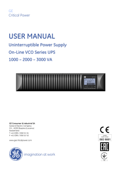 USER MANUAL Uninterruptible Power Supply On-Line VCO Series UPS