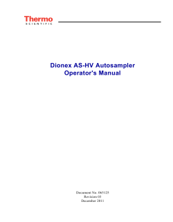 Dionex AS-HV Autosampler Operator's Manual Document No. 065125 Revision 03