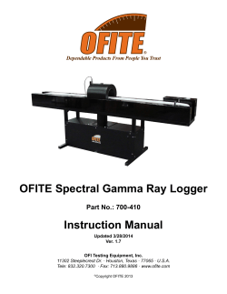 OFITE Spectral Gamma Ray Logger Instruction Manual Part No.: 700-410