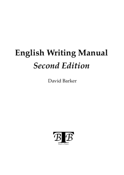 English Writing Manual Second Edition David Barker