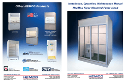 Other HEMCO Products HazMax Floor Mounted Fume Hood Installation, Operation, Maintenance Manual