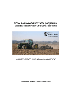 BIOSOLIDS MANAGEMENT SYSTEM (BMS) MANUAL COMMITTED TO EXCELLENCE IN BIOSOLIDS MANAGEMENT
