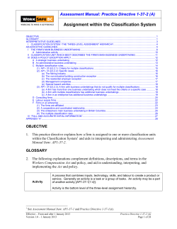 Assignment within the Classification System Assessment Manual: Practice Directive 1-37-2 (A)