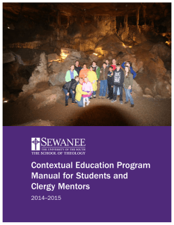 Contextual Education Program Manual for Students and Clergy Mentors 2014–2015