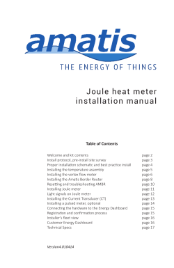 Joule heat meter installation manual Table of Contents