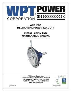 WTD  PTO MECHANICAL POWER TAKE OFF  INSTALLATION AND