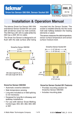 Installation &amp; Operation Manual 090_D Snow /Ice Sensor 090/094, Sensor Socket 091 01/14