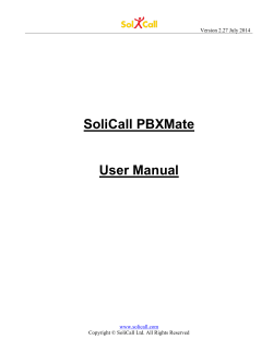SoliCall PBXMate User Manual Version 2.27 July 2014
