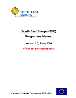 South East Europe (SEE) Programme Manual Version 1.0, 5 May 2008