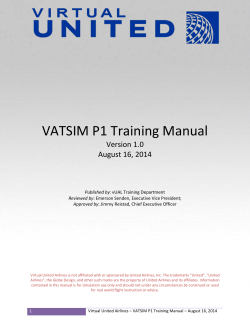 VATSIM P1 Training Manual Version 1.0 August 16, 2014