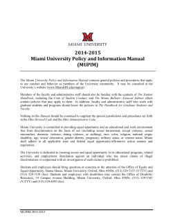 2014-2015 Miami University Policy and Information Manual (MUPIM)