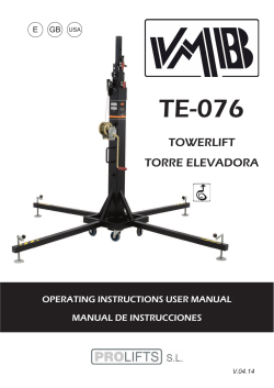 TE-076 TOWERLIFT TORRE ELEVADORA OPERATING INSTRUCTIONS USER MANUAL