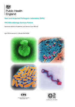 Rare and Imported Pathogens Laboratory (RIPL) PHE Microbiology Services Porton