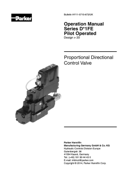 Proportional Directional Control Valve Operation Manual Series D*1FE