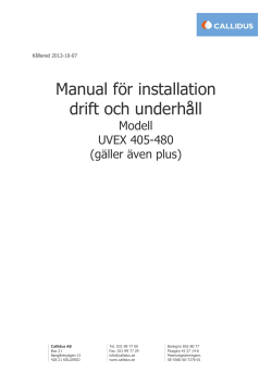 Manual för installation drift och underhåll Modell