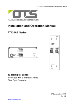 Installation and Operation Manual FT120AB Series  10-bit Digital Series