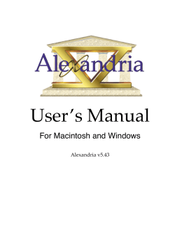 User’s Manual For Macintosh and Windows Alexandria v5.43