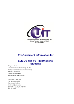 Pre-Enrolment Information for ELICOS and VET International Students