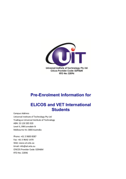 Pre-Enrolment Information for ELICOS and VET International Students