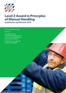 Level 2 Award in Principles of Manual Handling Qualification specification 2014