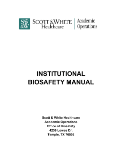 INSTITUTIONAL BIOSAFETY MANUAL  Scott &amp; White Healthcare