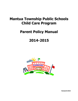 Mantua Township Public Schools Child Care Program  Parent Policy Manual