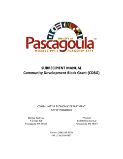 SUBRECIPIENT MANUAL Community Development Block Grant (CDBG) COMMUNITY &amp; ECONOMIC DEPARTMENT