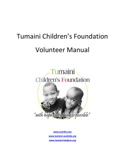 Tumaini Children’s Foundation Volunteer Manual  www.tuchifo.com