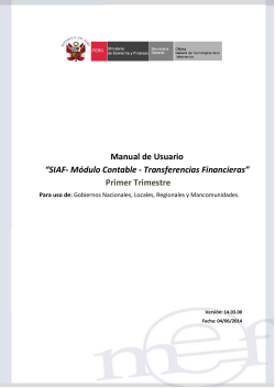 Manual de Usuario “SIAF- Módulo Contable - Transferencias Financieras” Primer Trimestre