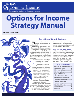 Options for Income Strategy Manual W Benefits of Stock Options