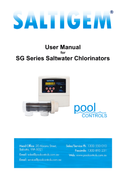 User Manual SG Series Saltwater Chlorinators for