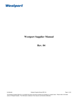 Westport Supplier Manual Rev. 04