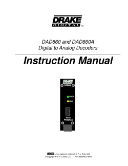 Instruction Manual DAD860 and DAD860A Digital to Analog Decoders DAD860